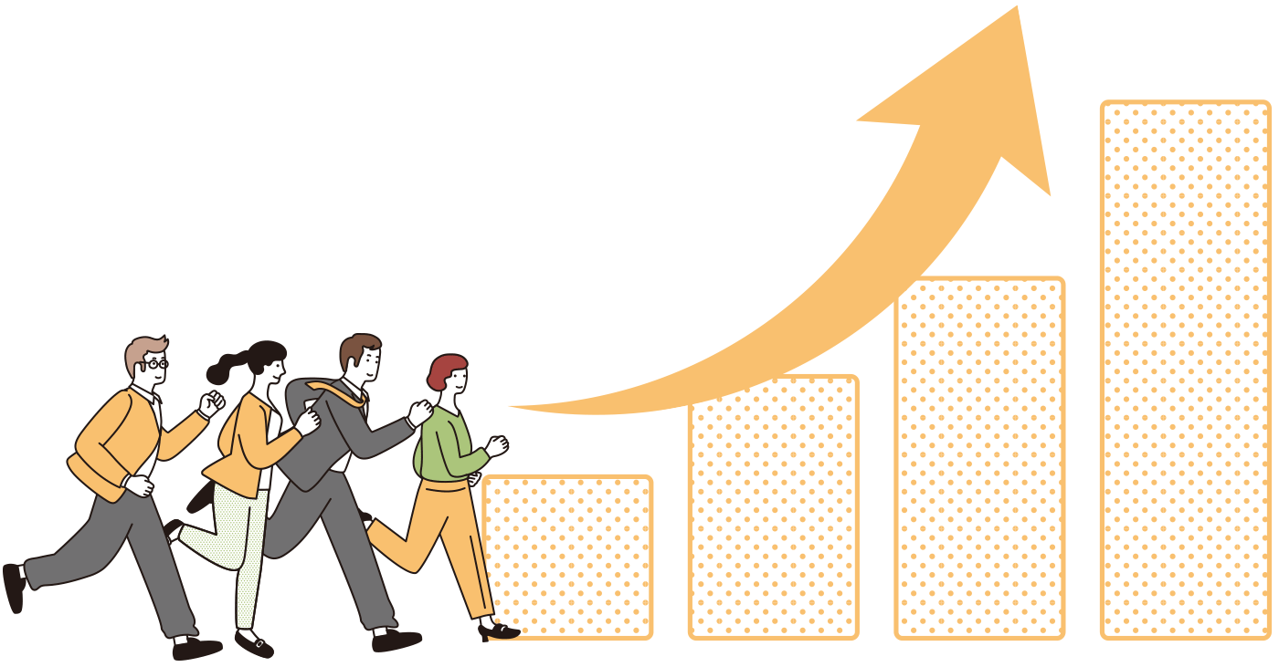 投資イメージ成長するグラフのイラスト